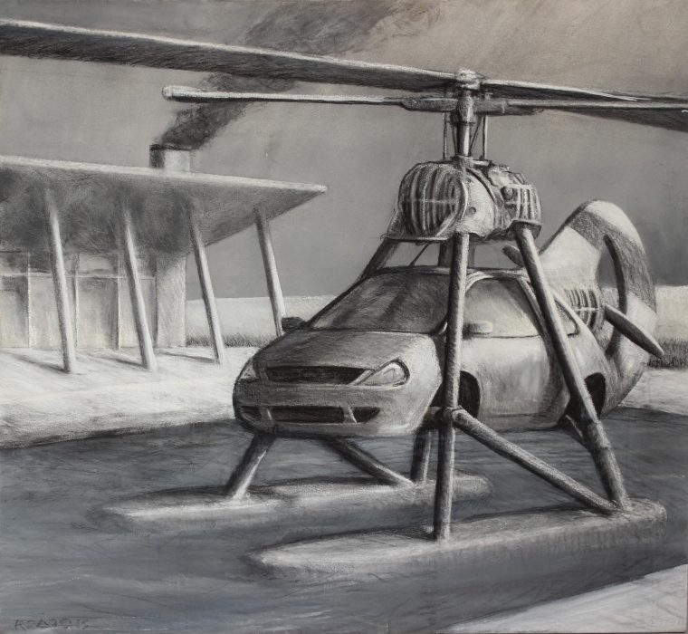 El Ka - 148x137 - Carbonilla y acrilico sobre tela y tablero 2013