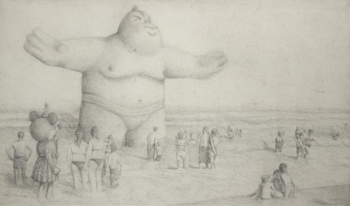 Éxodo _ Piano - 148x89 - Grafito sobre tela y tablero - 2006