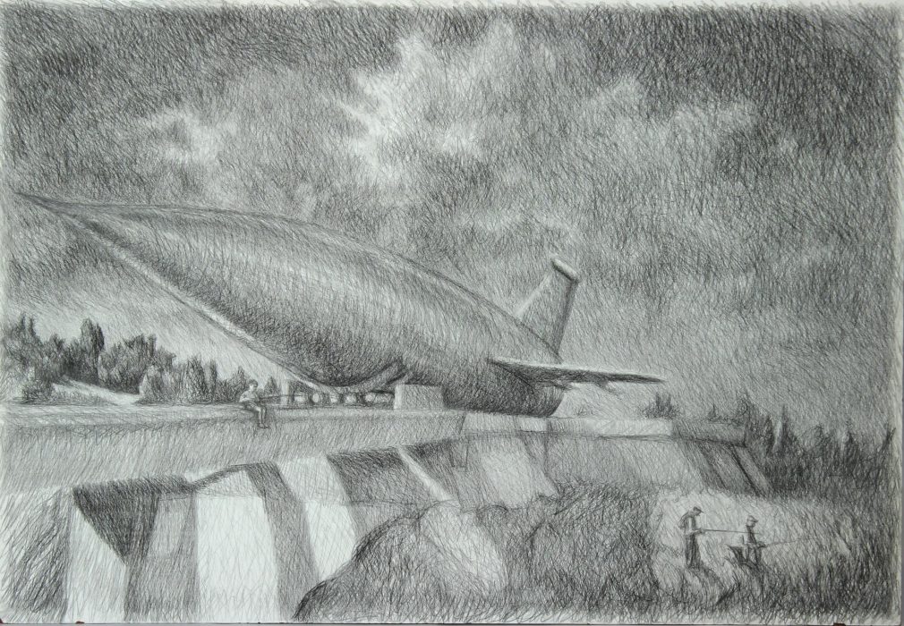 Los Ticos - 122x84 - Grafito sobre MDF