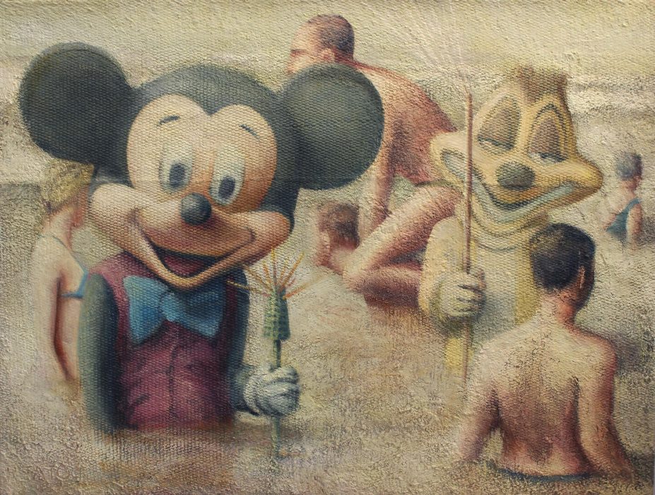 Mickey & Suricata - 183x148 - Mixta sobre arpillera y tablero - 2004